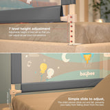 Baybee Baby Bed Rail Guard for Toddlers Safety | Foldable Bed Protector with Adjustable Height & Secure Lock | Portable Single Side Bedrail Fence for Newborns & Kids (150x63 cm, Grey)