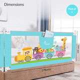 R for Rabbit Safari Baby Bed Rail (Blue) | One Side Bed Protector | 177 x 100 cm | Adjustable Height & Foldable Safety Guard with Storage Pocket | Anti-Fall Safeguard for Kids (Pack of 1, 5.8 x 3 ft)