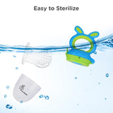 R for Rabbit First Feed Bunny Nibbler Soft Silicone Fruit & Veggie Feeder | Baby Teether & Pacifier | Hygienic, BPA-Free | For Infants 3+ Months (Green-Blue)