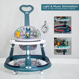 Mee Mee Premium Adjustable Baby Walker – 7 Height Levels, Removable Foot Mat, Musical Play Tray, Cushioned High Backrest, 360° Swivel, 6–24 Months, Up to 15 kg (Blue) - Timbuktoon