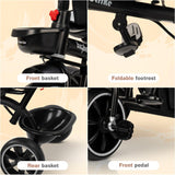 Baybee Maestro 2-in-1 Baby Tricycle for Kids | Smart Kids Trike with Parental Push Handle, Cushioned Seat, Canopy & Safety Guardrail | Baby Cycle for 2–5 Years (White)