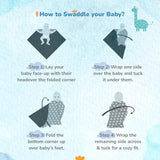 R for Rabbit Cuddlez Swaddle for Newborn Baby | 100% Soft Cotton Muslin | Lightweight, Breathable & Skin-Friendly Multipurpose Swaddler Wrap | Combo Pack of 3 (Multi Safari, Size: 105x100 cm)