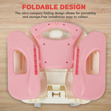 Baybee Portable Baby Booster Chair for Feeding | Folding Dining Chair with 2-Level Height Adjustment, Removable Food Tray & Safety Belt | Infant Sitting Chair for Kids 6 Months–3 Years (Pink)