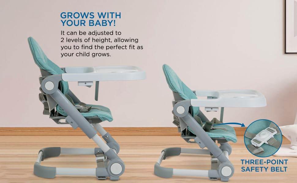 Mee Mee Convertible Baby Chair and Booster with Adjustable Height (3 Levels), Removable Meal Tray & Secure Belt, for Babies 6 Months and Older (Grey) - Timbuktoon