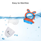 R for Rabbit First Feed Bunny Nibbler Soft Silicone Fruit & Veggie Feeder | Baby Teether & Pacifier | Hygienic, BPA-Free | For Infants 3+ Months (Orange-Blue)