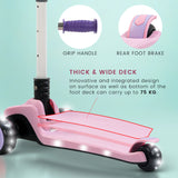 Baybee Phantom Baby Kick Scooter for Kids | Foldable 3-Wheel Kids Scooter with 3 Height Adjustable Handle, Music, LED PU Wheels & Brake | Runner Skating Scooter for Boys & Girls 2–10 Years (Pink)