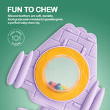 Baybee Silicone Baby Teether for Teething Gums, Manhattan Teething Rattle Toy with Loops Ring, 100% Food Grade Silicone & BPA Free Teether Toy for Babies, Chew Teether for 6 to 12 Months (Rocket Violet)