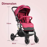 LuvLap Alpha Baby Stroller – Easy One-Fold Pram with Reversible Handle, Adjustable Recline & Footrest, for 0–3 Years (Red) - Timbuktoon