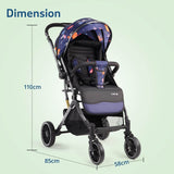 LuvLap Alpha Baby Stroller – One-Hand Fold, Reversible Handlebar, Multi-Position Recline & Adjustable Footrest, for 0–3 Years (Blue) - Timbuktoon