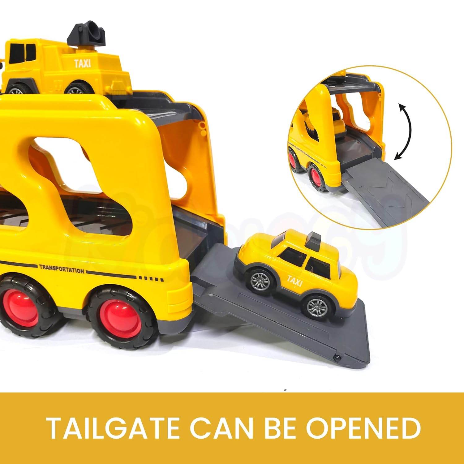 5-in-1 Vehicle Carrier Toy Set – Transport Truck with Pull-Back Cars, Helicopter & Lights/Sounds – Durable ABS Playset for Kids Aged 3+ - Timbuktoon