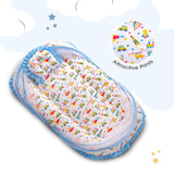 Mee Mee Cushioned Baby Mattress Set with Mosquito Net & Pillow – Transport, Soft & Breathable Infant Bedding, Foldable & Travel-Friendly