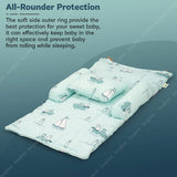 Baybee Thick Newborn Baby Bedding Mattress Bed Set | 4-Piece Baby Sleeping Bed with 2 Side Bolsters & Head Pillow for 0–6 Months | Printed Bedding Set for Boys & Girls (Green)