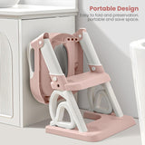 Baybee Crown Western Toilet Potty Seat for Kids | Baby Potty Training Seat with Ladder, Adjustable Step Height & Soft Cushion | Toddler Toilet Training Seat Chair for Boys & Girls 1-8 Years (Pink)
