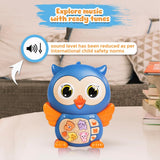 Joy Junction Owl Baby Musical Toy | Interactive Learning Toy with Music, LED Lights & Animal Sounds | Early Educational Development Crawling Toy for Infants & Toddlers 12 Months+ (Blue)