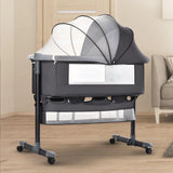 Baybee 3-in-1 Baby Bedside Crib with Mosquito Net, Wheels & Storage Basket | 2-Height Adjustable Convertible Bed Cot & Bedside Bassinet for Newborns, Infants & Toddlers