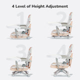 R for Rabbit Candy Pop Baby Booster Chair – 2-in-1 Kids Feeding Chair (Beige) 4-Level Height Adjustment, 3-Point Safety Belt & Removable Dining Tray | 6 Months–3 Years