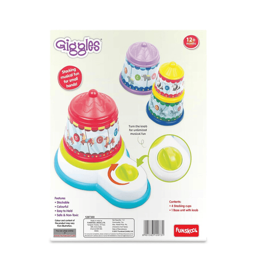 Giggles Funskool - Melody Funfair, Multicolour Musical Stacking Toy, Toy for Kids, Helps to Sort,Stack and Nest, 12 Months & Above, Infant and Preschool Toys - Timbuktoon