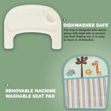 Baybee Foldable Baby Booster Seat for Feeding | Portable Infant Feeding Chair with 2-Level Height Adjustment, Removable Food Tray & Safety Belt | Baby Sitting Chair for Kids 6 Months–3 Years (Blue)
