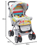 R for Rabbit Lollipop Lite Baby Stroller for 0 to 3 Years | Pram with 5 Point Safety Harness, Reversible Handlebar & Cushioned Seat | 3 Level Recline | Lightweight Stroller for Kids (Rainbow)