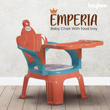 Baybee Emperia Baby Chair for Kids 1-4 Years | Plastic Study & Feeding Chair with Cushion Seat, Removable Food Tray & High Backrest | Booster Seat for Toddlers, Home & School Use (Pink/Green)