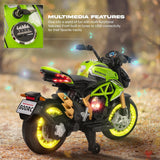 Baybee MTK Baby Battery Operated Bike for Kids with Foot Accelerator & Music | Rechargeable Ride-On Toy Bike with LED Light | Baby Electric Bike for Kids to Drive 1–3 Years (Green)