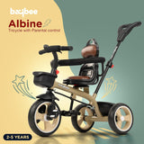 Baybee Albine 3-in-1 Baby Tricycle for Kids | Smart Balanced Trike with 180° Reversible Seat, Parental Handle & Safety Guardrail | Kids Cycle for Boys & Girls 2–5 Years (Brown)