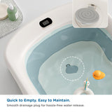 Mee Mee Baby Bath Tub for 0–5 Years/New Born Baby Foldable Bathtub with Bathing Bather Cushion Chair, Fast Drainage, Space Saving, Bath Tub for Kids Girls & Boys | Blue"