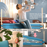 Baybee Baby Bed Rail Guard for Toddlers Safety | Foldable Bed Protector with Adjustable Height & Secure Lock | Portable Single Side Bedrail Fence for Newborns & Kids (150x63 cm, Blue)