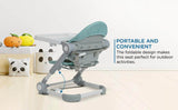 Mee Mee Convertible Baby Chair and Booster with Adjustable Height (3 Levels), Removable Meal Tray & Secure Belt, for Babies 6 Months and Older (Grey) - Timbuktoon