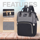 R for Rabbit Caramello Diaper Bag for Mothers – Stylish, Travel-Friendly, Waterproof Maternity Backpack with Large Capacity (Grey Black)