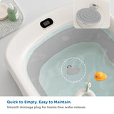 Mee Mee Baby Bath Tub for 0–5 Years/New Born Baby Foldable Bathtub with Bathing Bather Cushion Chair, Fast Drainage, Space Saving, Bath Tub for Kids Girls & Boys | Grey