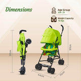 LuvLap Tutti Fruti Stroller for 6–36 Months – Portable & Foldable Baby Pram with Safety Belt, Recliner Seat & Sunshade (Green) - Timbuktoon