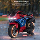 BAYBEE Hetong Baby Battery Operated Ride-On Bike for Kids | Electric Racing Bike with Hand Accelerator, Music & LED Lights | 3 to 8 Years (Red)