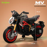Baybee MTK Baby Battery Operated Bike for Kids with Foot Accelerator & Music | Rechargeable Ride-On Toy Bike with LED Light | Electric Baby Bike for 1–3 Years (Orange)