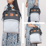 R for Rabbit Caramello Regal Baby Diaper Bag for Mother | Waterproof Multipurpose Diaper Backpack | Large Capacity Travel & Nursing Maternity Bag for Moms (Grey Stripes)