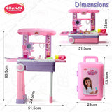 Chanak Beauty Set Suitcase on Wheels | 23-Piece Pretend Play Makeup Kit for Girls | Portable Beauty Trolley Set for Kids 3+ Years | Easy to Clean & Use | BIS Approved