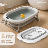 Mee Mee Baby Bath Tub for 0–5 Years/New Born Baby Foldable Bathtub with Bathing Bather Cushion Chair, Fast Drainage, Space Saving, Bath Tub for Kids Girls & Boys | Grey
