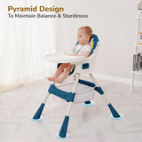 R for Rabbit Sugar Doodle Plus 3-in-1 Convertible High Chair for Babies & Kids – Rocking Chair, Compact Fold, Dual Detachable Meal Trays, Suitable for 6 Months–5 Years (Indigo Dye)