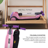 Goodluck Baybee Dusty Kick Scooter for Kids | 3-Wheel Foldable Scooter with LED PU Wheels, Adjustable Handlebar & Music | Outdoor Runner Skate Scooter for Boys & Girls 3–12 Years (Pink)