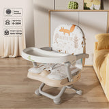 R for Rabbit Candy Pop Baby Booster Chair – 2-in-1 Kids Feeding Chair (Beige) 4-Level Height Adjustment, 3-Point Safety Belt & Removable Dining Tray | 6 Months–3 Years