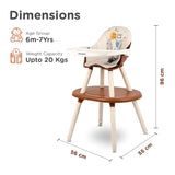 R for Rabbit Cherry Berry Tusky 3-in-1 Convertible High Chair for Babies & Kids – Compact Fold, Dual Meal Trays, Travel-Friendly, BPA-Free Anti-Slip Seat, Suitable for 6 Months–7 Years (Brown Cream)