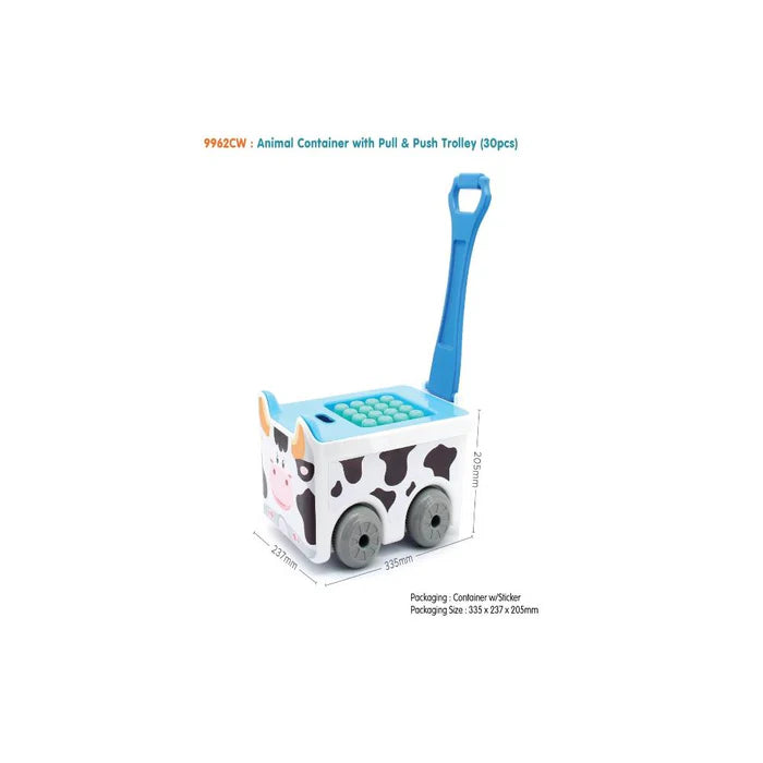 SUNTA Building Blocks with Trolley Cow Container | Creative Construction Toy Set for Kids | Durable & Safe Plastic Blocks with Storage
