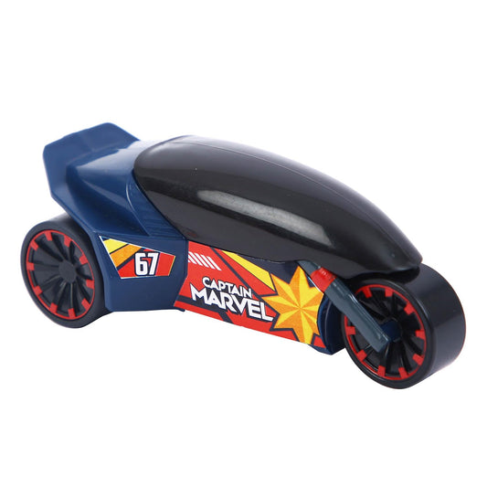 SKOODLE Marvel Pull-Back Rider Bike for Kids | Captain Marvel Edition | Durable Marvel-Inspired Motorcycle Toy | Sturdy Pull Back & Go Action Bike | Fun & Educational Gift for Boys & Girls – Blue