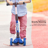 Baybee Flash Kick Scooter for Kids | Foldable 3-Wheel Scooter with 4 Height Adjustable Handlebar, LED PU Wheels & Rear Brake | Skating Scooters Up to 75 Kg Capacity | Blue