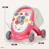 Baybee Oleo Baby Walker for Kids | Push Walker with Music, LED Light, Rotating Gears & Grip Handle | Activity Walker for Toddlers 0–2 Years Boys & Girls (Pink)