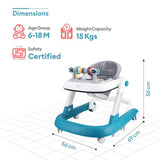R for Rabbit Little Feet Baby Walker for Kids 9–18 Months | 2-in-1 Activity Walker with Detachable Toy Bar, Adjustable Height & Foldable Design(Blue)