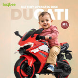 Baybee Baby Battery Operated Bike for Kids | Rechargeable Ride-on Toy Bike with Foot Accelerator, Music, LED Lights & Training Wheels | Electric Bike for Boys & Girls 1 to 3 Years (Red)