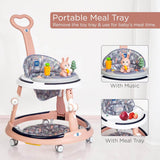 Mee Mee Premium Adjustable Baby Walker – 7 Height Levels, Detachable Foot Mat, Musical Play Tray, Cushioned High Backrest, 360° Swivel Wheels, 6–24 Months, Up to 15 kg (Pink) - Timbuktoon