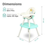 R for Rabbit Cherry Berry Tusky 3-in-1 Convertible High Chair for Babies & Kids – Compact Fold, Dual Meal Trays, Travel-Friendly, BPA-Free Anti-Slip Seat, Suitable for 6 Months–7 Years (Green Cream)