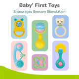 R for Rabbit Orapple Jingle Joy Baby Rattles Set | 6 Pcs Lightweight Infant Rattle Toys | BPA-Free, Non-Toxic, Safe Round Edges | Newborn Baby Toys (Multicolor)